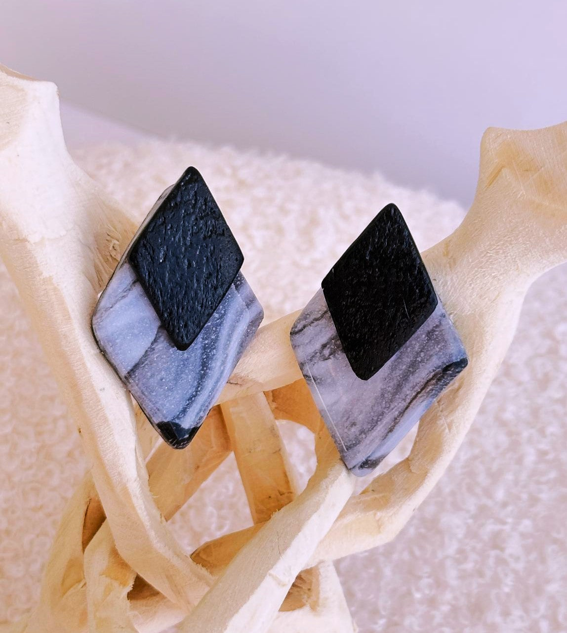 Brincos Marmorizados | Branco, Cinzento e Preto