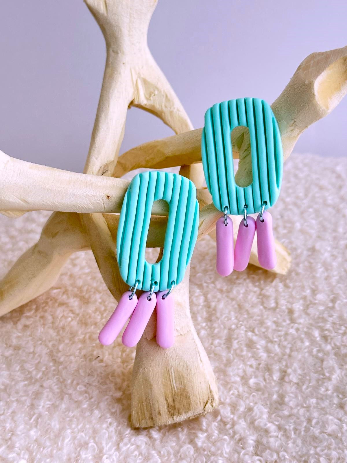 Brincos Suave | Menta com pendentes