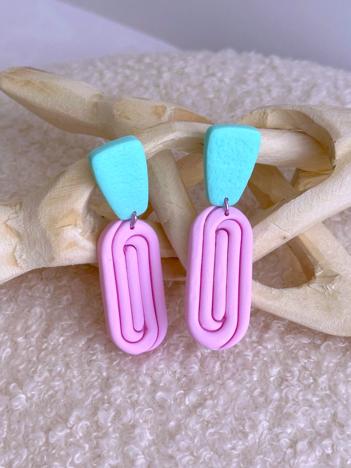 Brincos Suave | Menta e Rosa Claro